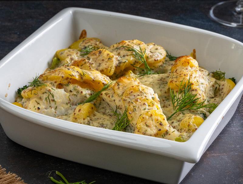 Fischauflauf mit Brokkoli und Erdäpfeln