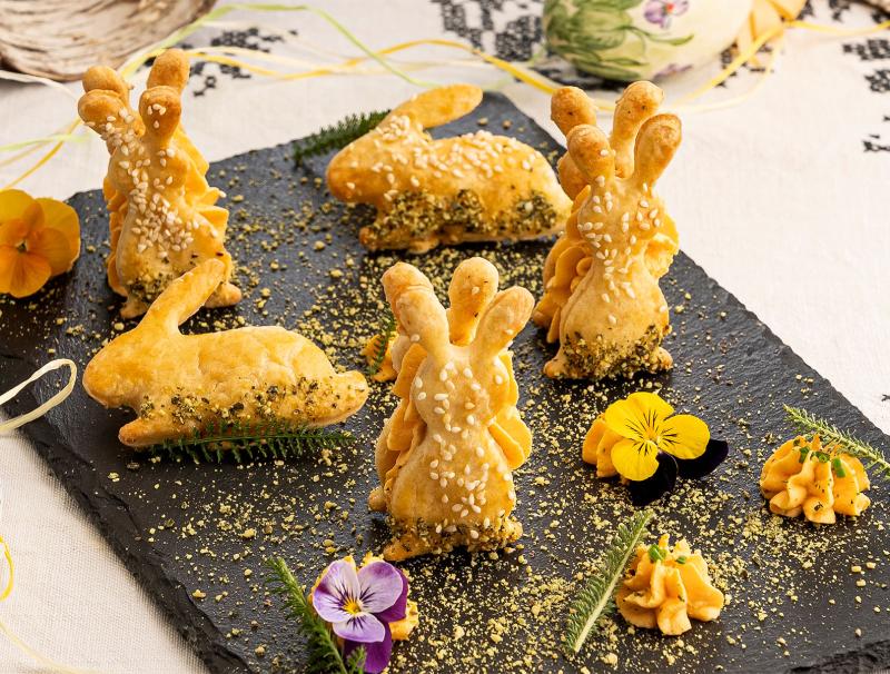 Pikante Hasenkekse mit Karottenmousse