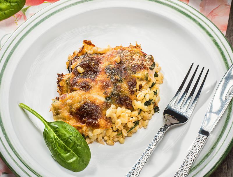 Frühlingshafter Spinatauflauf