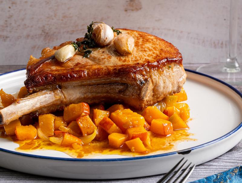 Schweinskotelett mit Kürbisgröstl