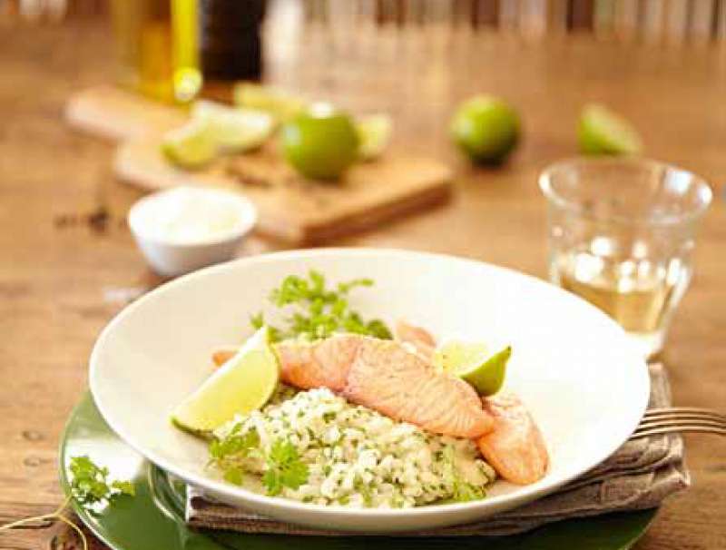 Kerbelrisotto mit Lachs