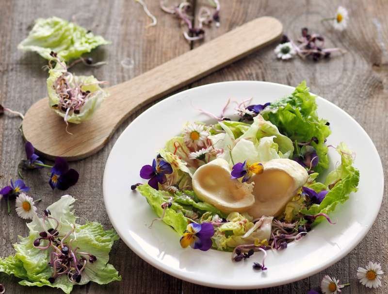 Grazer Krauthäuptel mit Ziegenkäse und Himbeerdressing