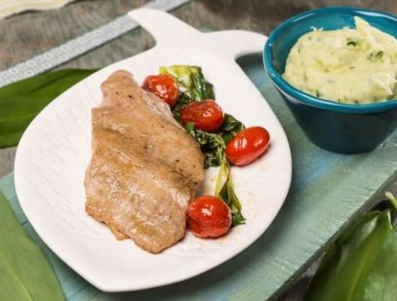 Gebratener Waller mit Bärlauchpüree