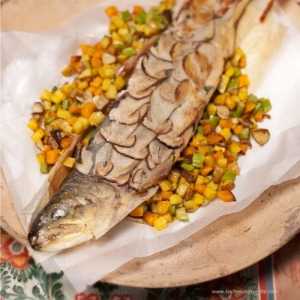   Gebratener Seesaibling mit Steinpilzschuppen