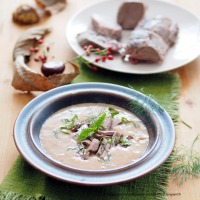 Kartoffelsuppe mit Wildfleischstreifen